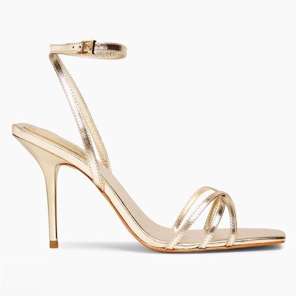 Schutz Amelia 100MM Metallic gold Leather Sandals shoes high heels Revolve 10 - Picture 1 of 10